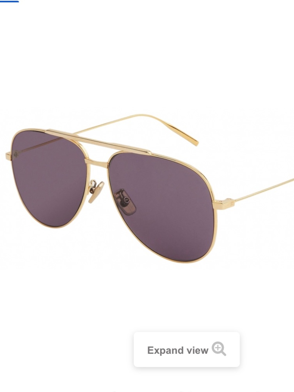 Givenchy Gold Aviator Sunglasses with Purple Lenses